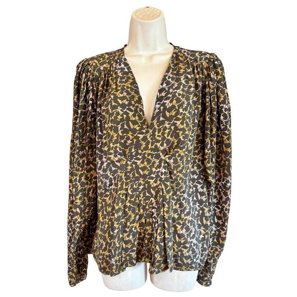 ISABEL MARANT ÉTOILE AMIRYA TOP in Brown Multi NWT Size 42/ US 10 - Picture 3 of 8